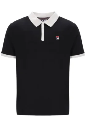 Polo de manga corta Panatta 2 en negro con pantalones cortos
