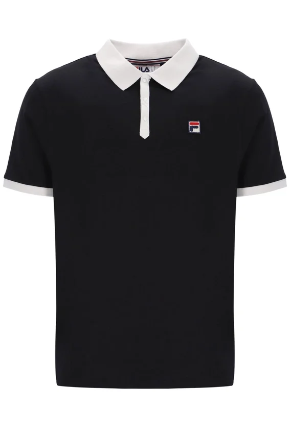 Polo de manga corta Panatta 2 en negro con pantalones cortos