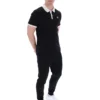 Polo de manga corta Panatta 2 en negro con pantalones cortos
