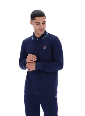 Polo de manga larga con cuello ribeteado Monte de Fila Navy