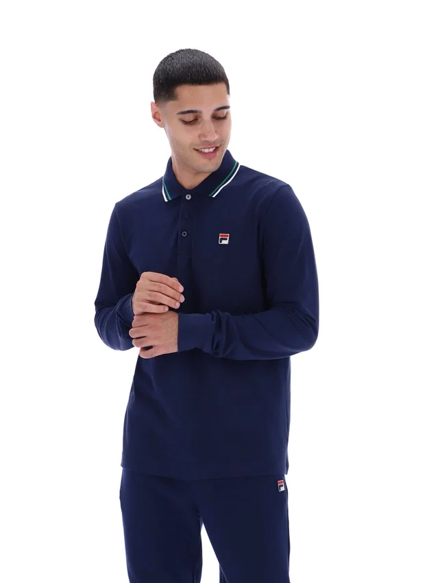Polo de manga larga con cuello ribeteado Monte de Fila Navy