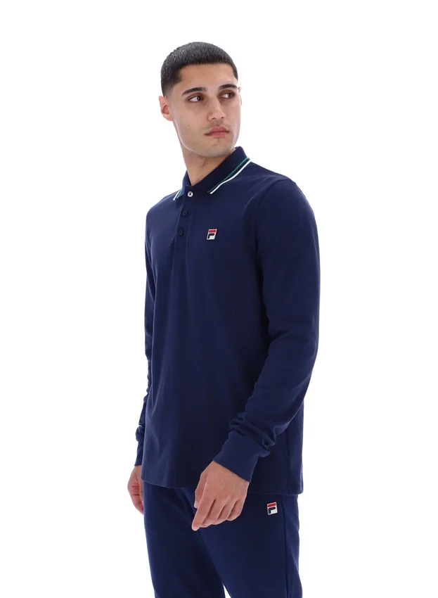 Polo de manga larga con cuello ribeteado Monte de Fila Navy
