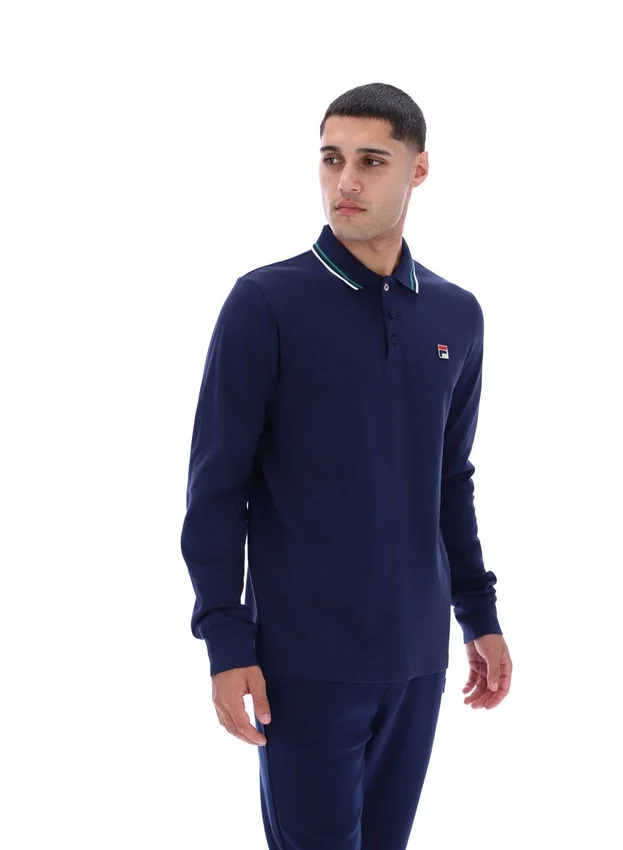Polo de manga larga con cuello ribeteado Monte de Fila Navy