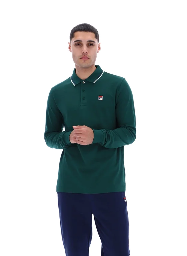 Polo de manga larga con cuello ribeteado «Rain Forest Monte»