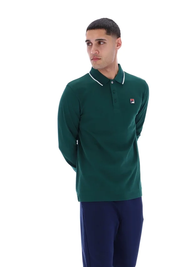 Polo de manga larga con cuello ribeteado «Rain Forest Monte»