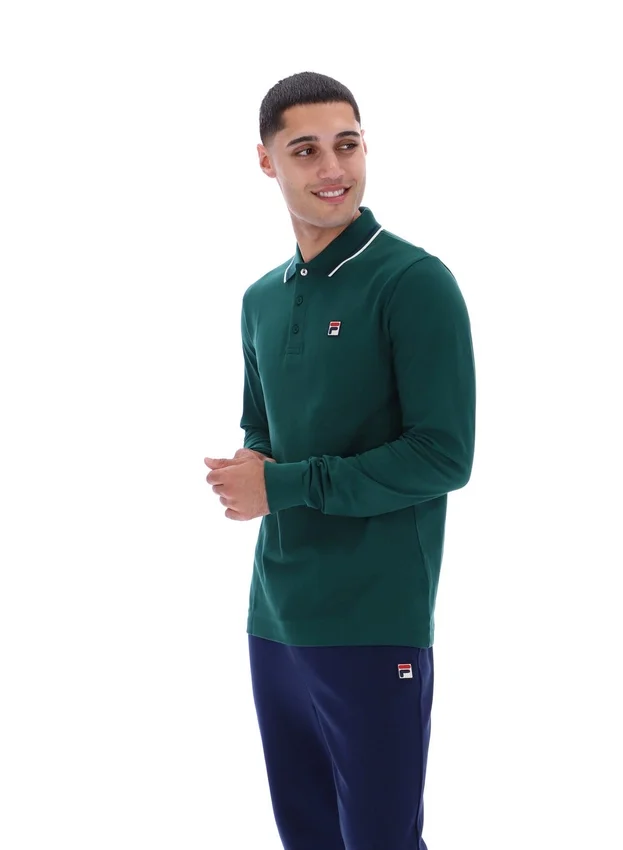 Polo de manga larga con cuello ribeteado «Rain Forest Monte»