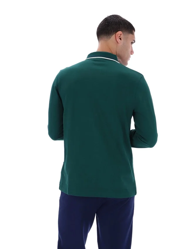 Polo de manga larga con cuello ribeteado «Rain Forest Monte»