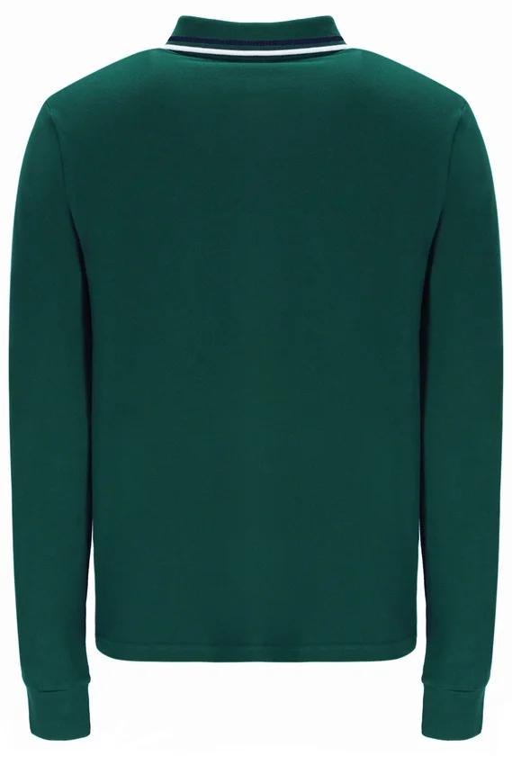 Polo de manga larga con cuello ribeteado «Rain Forest Monte»