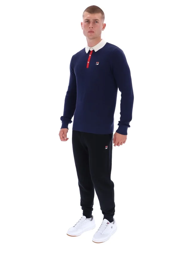 Polo de manga larga Fila Navy Nowell de tejido tipo waffle
