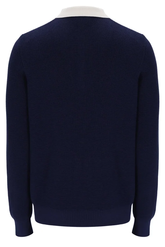 Polo de manga larga Fila Navy Nowell de tejido tipo waffle