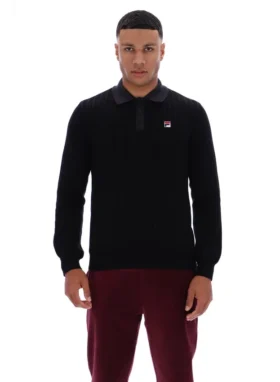 Polo de punto a rayas negro Kobe
