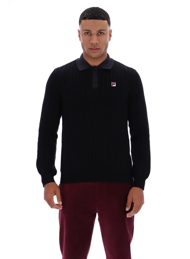 Polo de punto a rayas negro Kobe