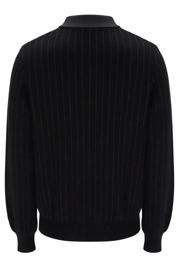 Polo de punto a rayas negro Kobe