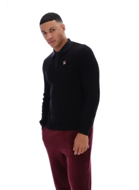 Polo de punto a rayas negro Kobe