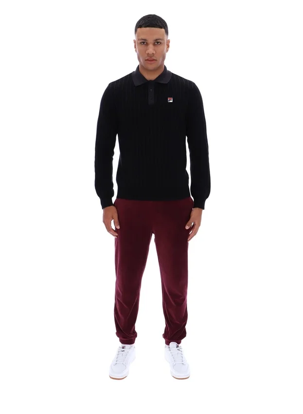 Polo de punto a rayas negro Kobe
