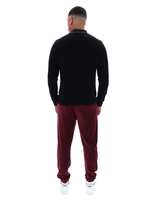 Polo de punto a rayas negro Kobe