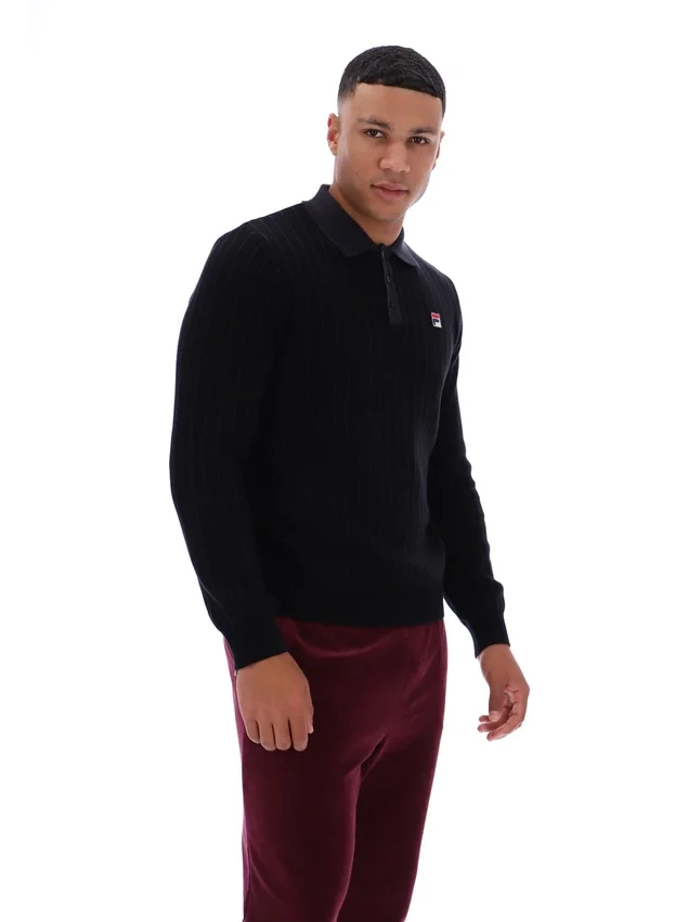 Polo de punto a rayas negro Kobe