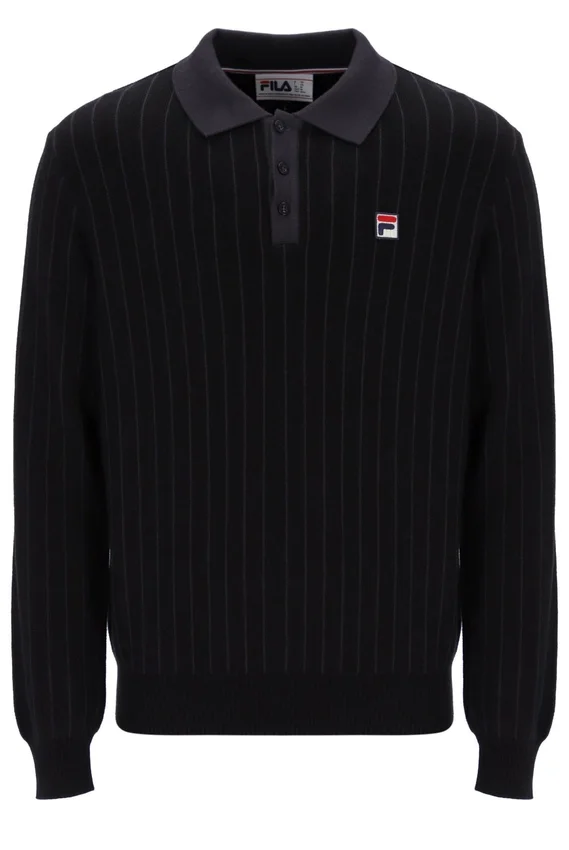 Polo de punto a rayas negro Kobe