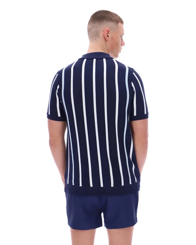 Polo de punto con patchwork de ganchillo Giorgio de Fila en azul marino