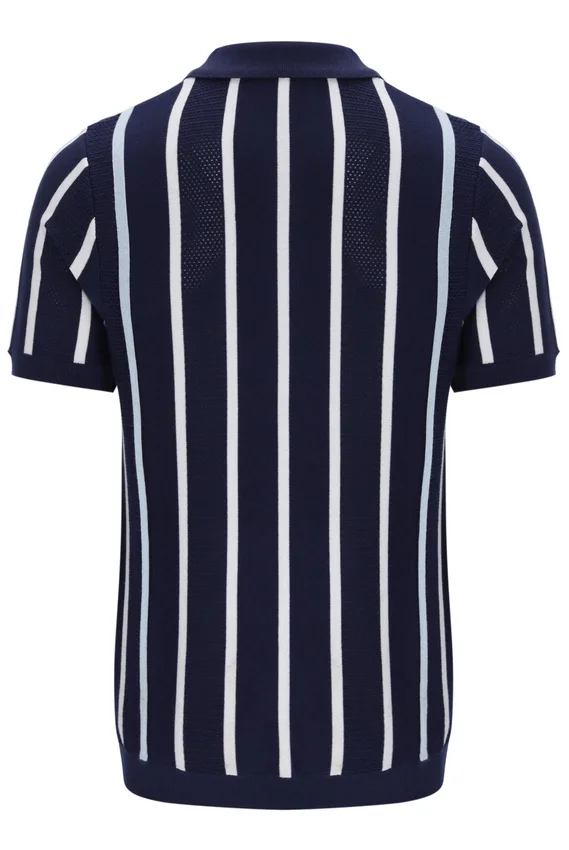 Polo de punto con patchwork de ganchillo Giorgio de Fila en azul marino