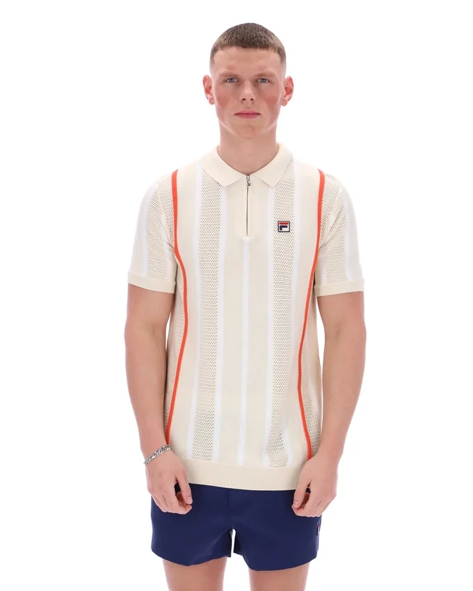 Polo de punto con patchwork de ganchillo Giorgio de Tapioca
