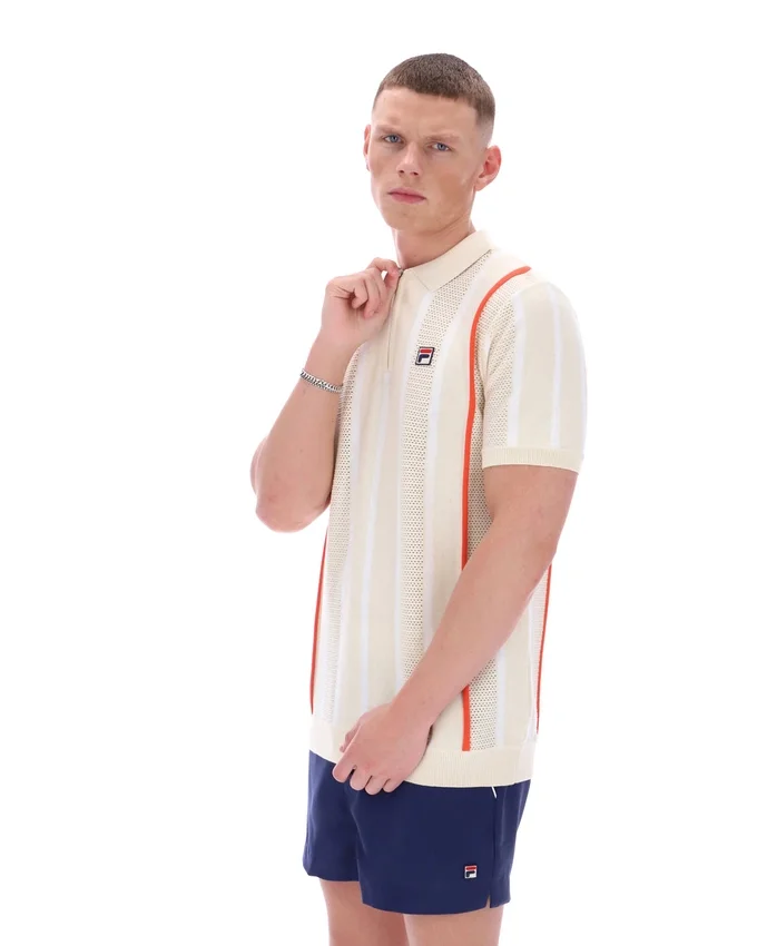 Polo de punto con patchwork de ganchillo Giorgio de Tapioca