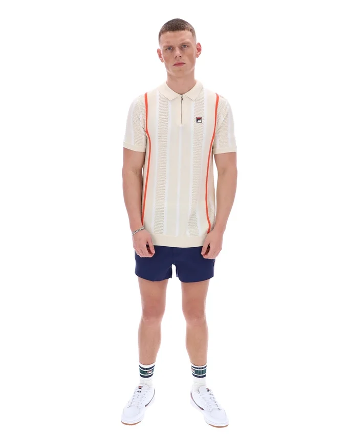 Polo de punto con patchwork de ganchillo Giorgio de Tapioca