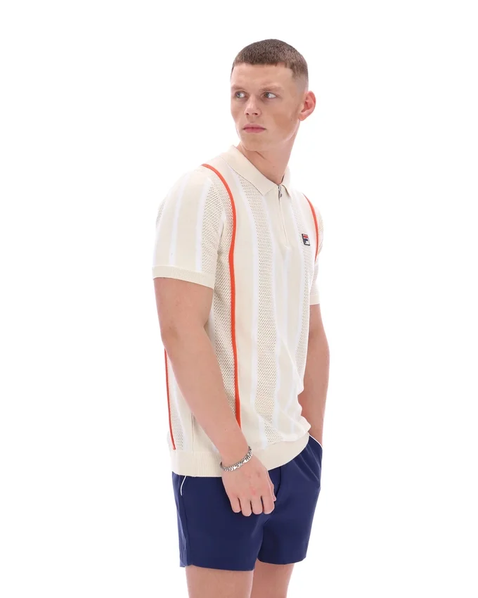 Polo de punto con patchwork de ganchillo Giorgio de Tapioca