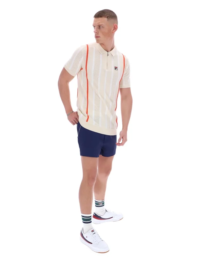 Polo de punto con patchwork de ganchillo Giorgio de Tapioca