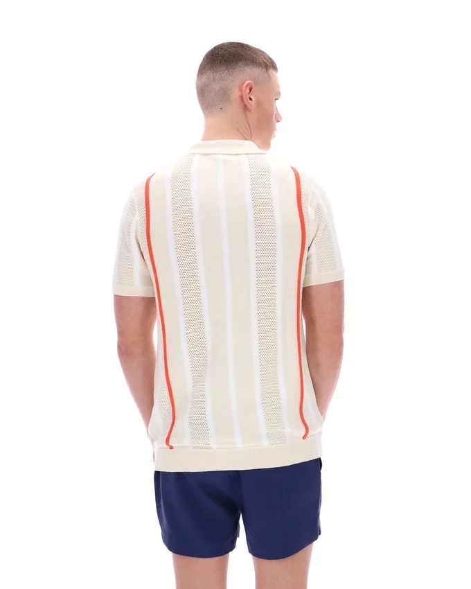 Polo de punto con patchwork de ganchillo Giorgio de Tapioca
