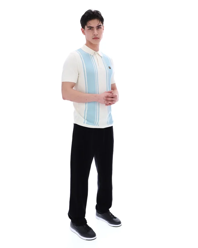 Polo de punto estilo Buddy Bowling en azul Sterling