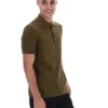 Polo de punto texturizado Sander en verde oliva oscuro