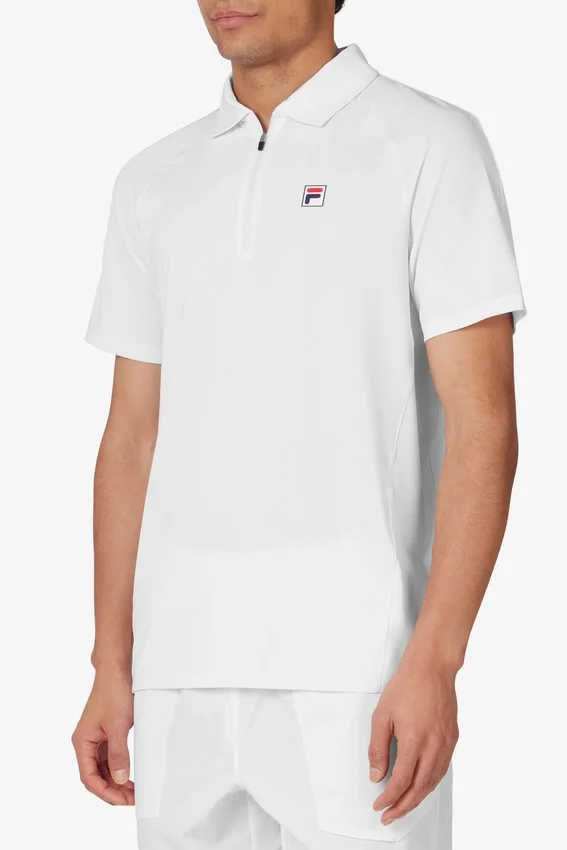 Polo de tenis blanco de manga corta de pantalones cortos