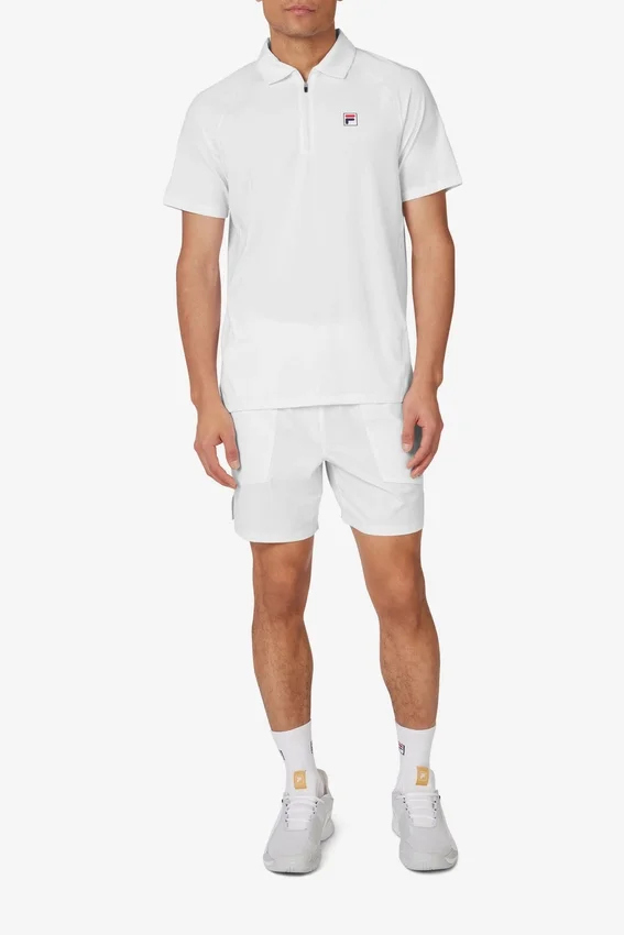 Polo de tenis blanco de manga corta de pantalones cortos