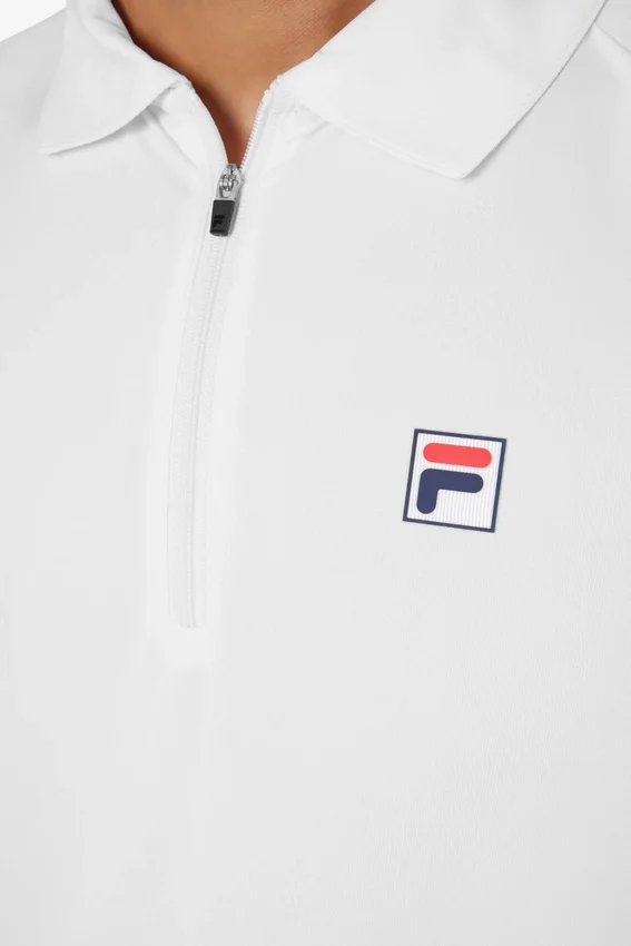 Polo de tenis blanco de manga corta de pantalones cortos