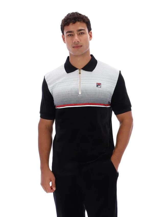 Polo de terciopelo negro con cremallera Paco