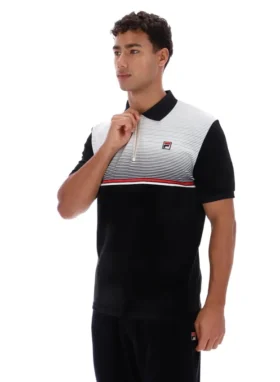 Polo de terciopelo negro con cremallera Paco