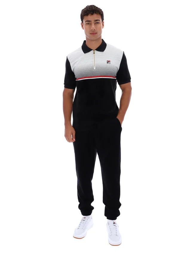Polo de terciopelo negro con cremallera Paco