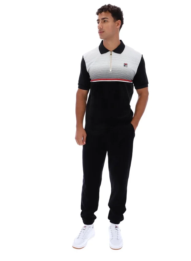 Polo de terciopelo negro con cremallera Paco