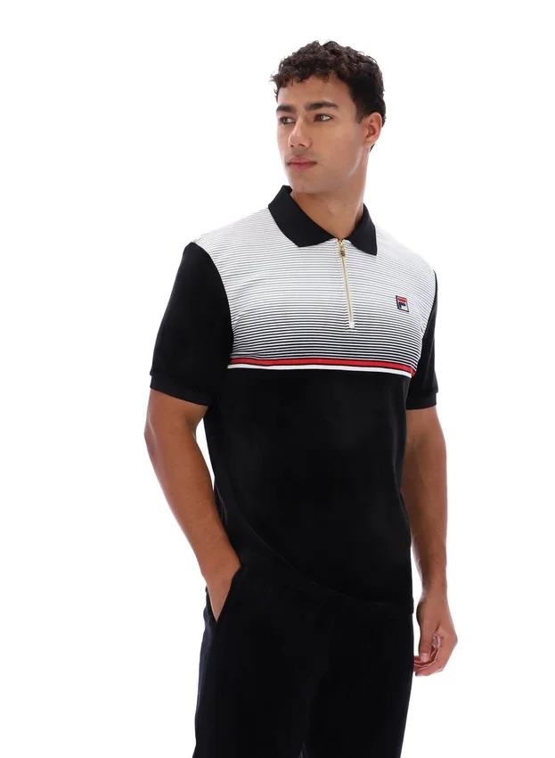 Polo de terciopelo negro con cremallera Paco