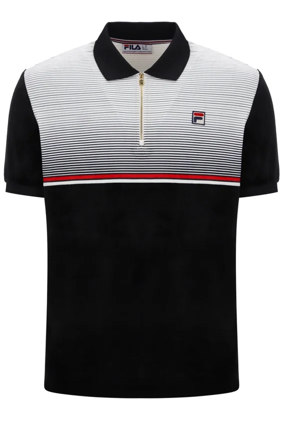 Polo de terciopelo negro con cremallera Paco