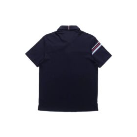 Polo deportivo casual de pantalones cortos con rayas de colores contrastantes para hombre, azul