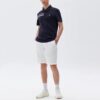 Polo deportivo casual de pantalones cortos con rayas de colores contrastantes para hombre, azul