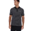 Polo negro con cremallera de punto jacquard Jackson