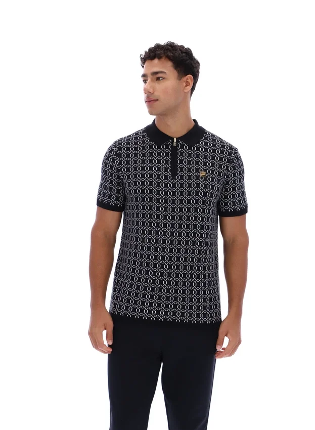 Polo negro con cremallera de punto jacquard Jackson