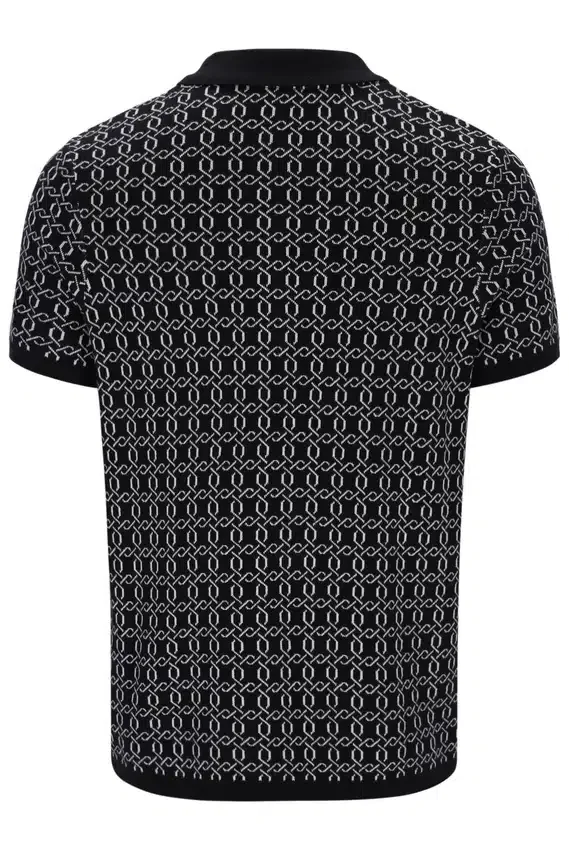 Polo negro con cremallera de punto jacquard Jackson