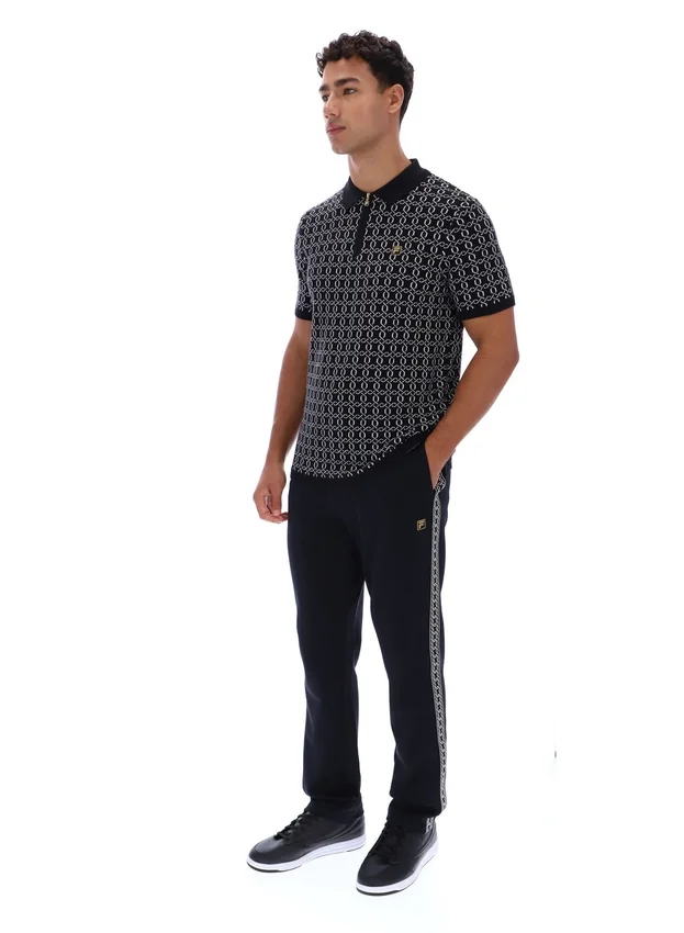 Polo negro con cremallera de punto jacquard Jackson