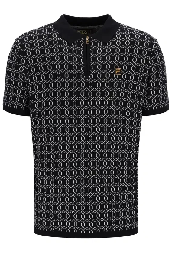 Polo negro con cremallera de punto jacquard Jackson