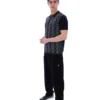 Polo negro de punto jacquard Castello con cremallera
