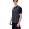 Polo negro de punto jacquard Castello con cremallera